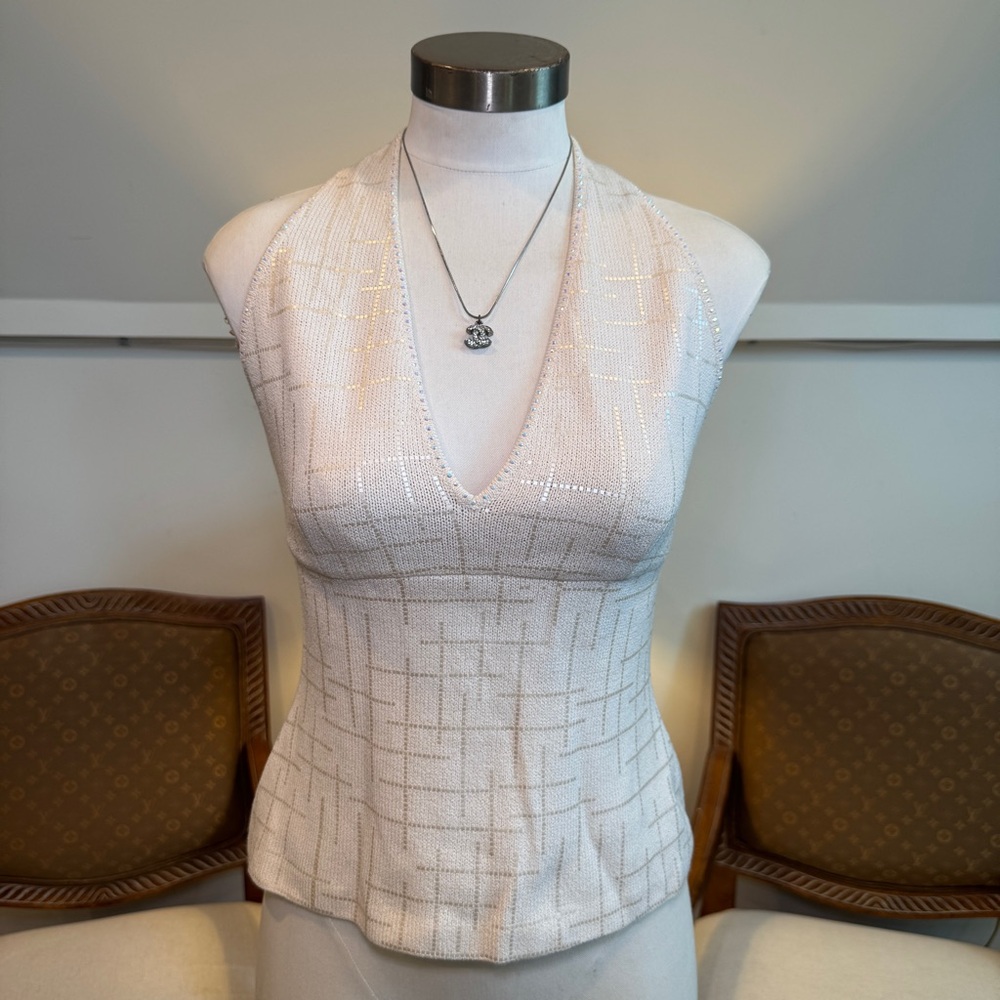 Vintage St. John Cream Knit Halter Top